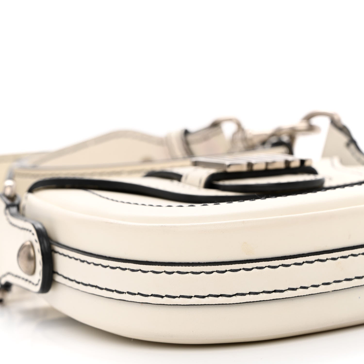 Christian Dior Calfskin Mini D Fence Saddle Bag White 10 of 12