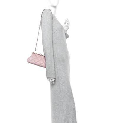 Chanel Lambskin Quilted Chain Frame Clutch Pink 2 of 10