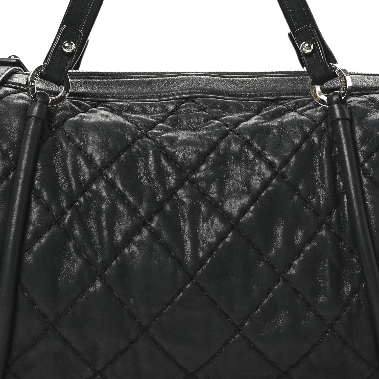 Chanel Iridescent Calfskin Quilted Relax CC Bowler Bag Black 8 of 10