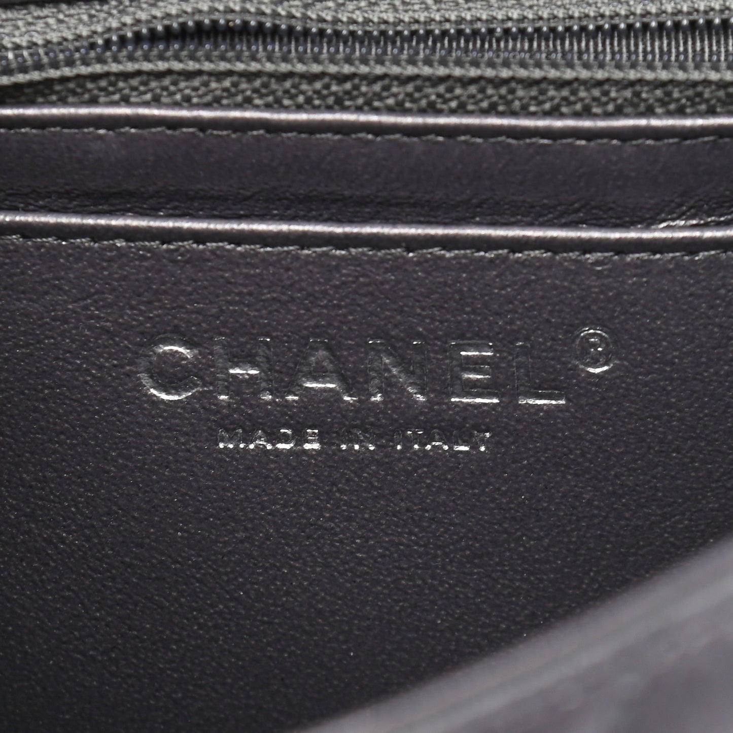 Metallic Goatskin Quilted Mini Square Flap Charcoal Grey