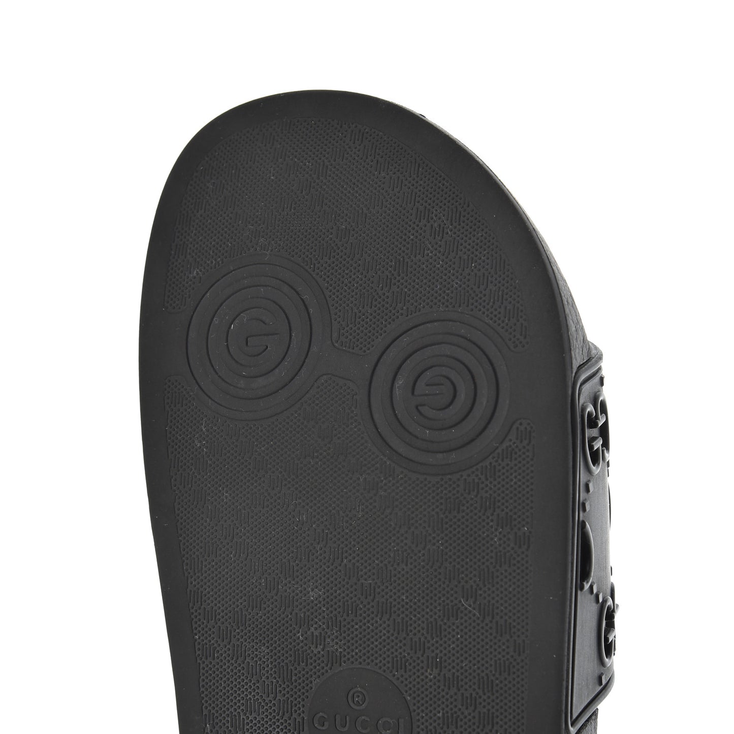 Rubber GG Monogram Mens Slide Sandals 6 Black