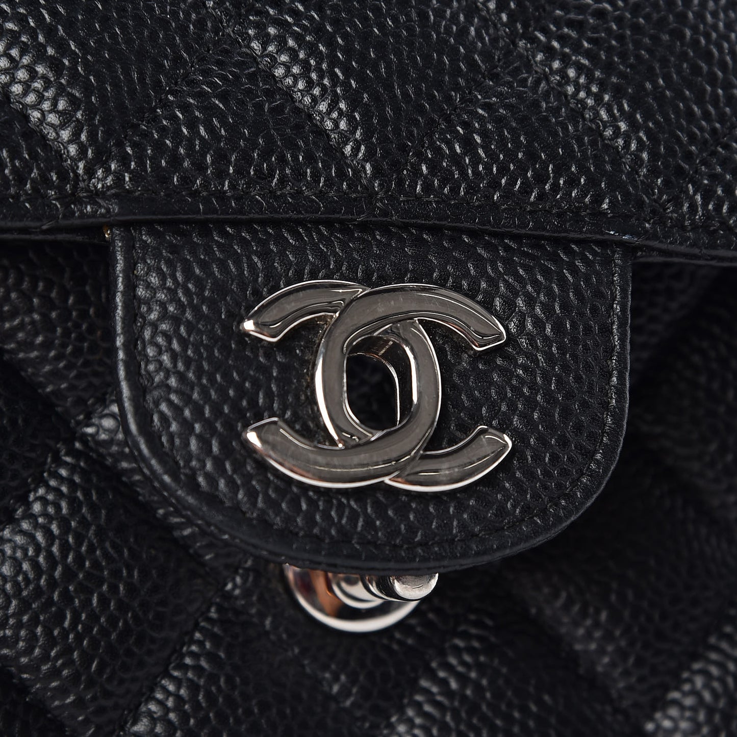Caviar Quilted Medium Double Flap Black