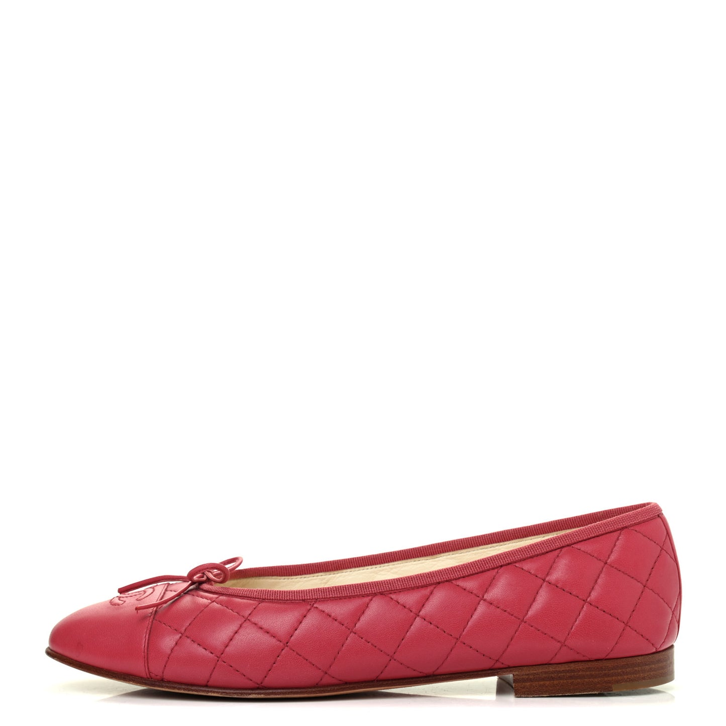 Lambskin Quilted CC Cap Toe Ballerina Flats 41 Dark Pink