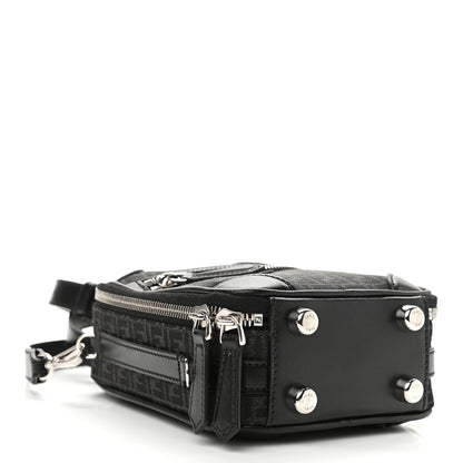 Fendi Recycled Fabric Jacquard Vitello Astro Micro FF Mini Trolley Bag Asfalto Black 4 of 10