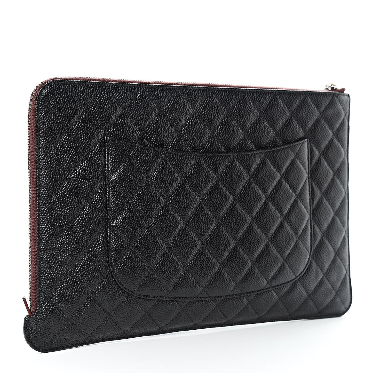 Caviar Quilted Large Slide Pouch Black