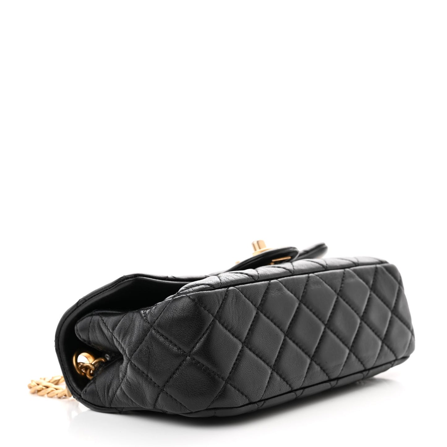 Lambskin Resin Quilted Mini Rectangular Pearl Samba Flap Black