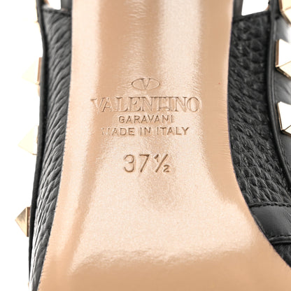 Valentino Garavani Pebbled Calfskin Rockstud Ankle Strap 100mm Pumps 37.5 Black 8 of 9
