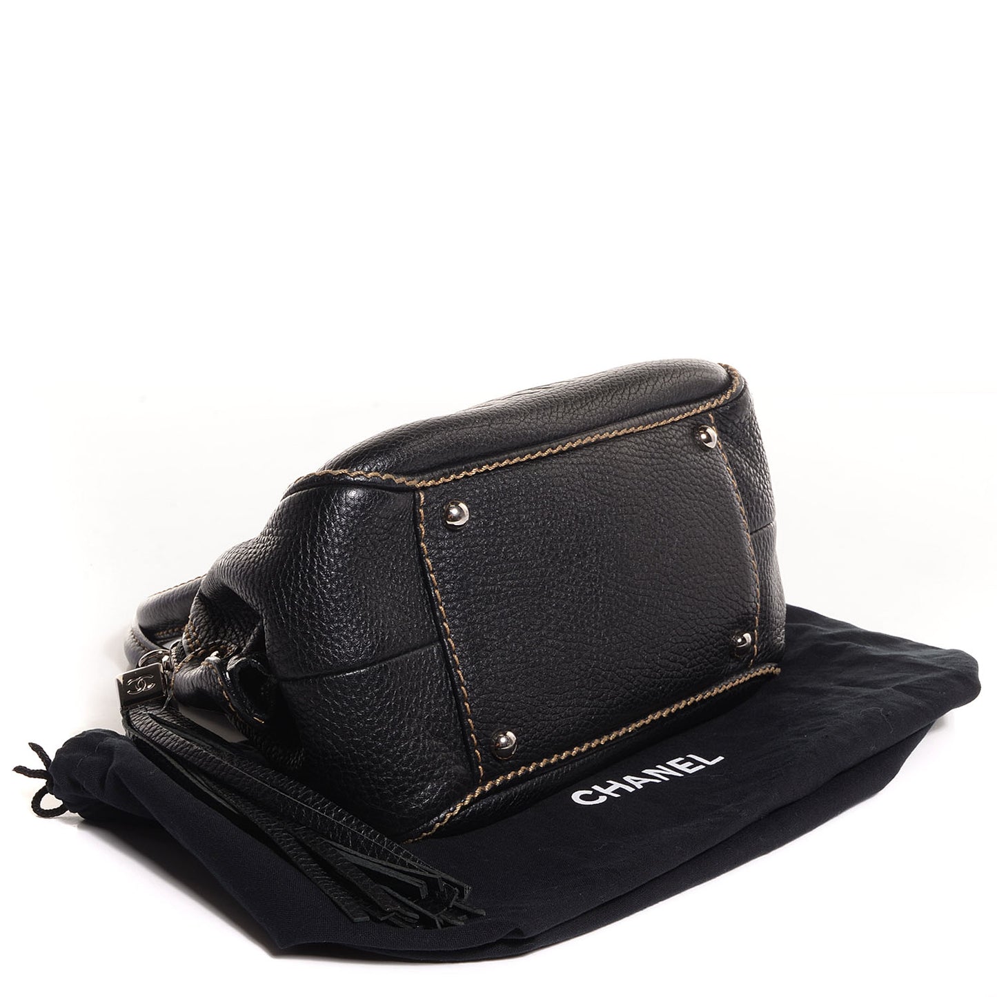 Leather Small Tassel Handbag Black