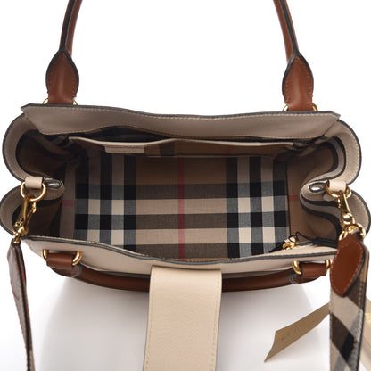 Burberry Soft Grain Calfskin Medium Buckle Tote Black Limestone 6 of 9