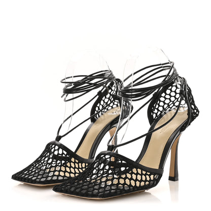 Bottega Veneta Mesh Nappa Stretch Ankle Tie 90mm Sandals 38.5 Black 4 of 8