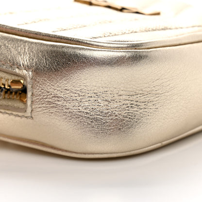 Saint Laurent Metallic Calfskin Matelasse Chevron Monogram Baby Lou Camera Bag Platino 9 of 10