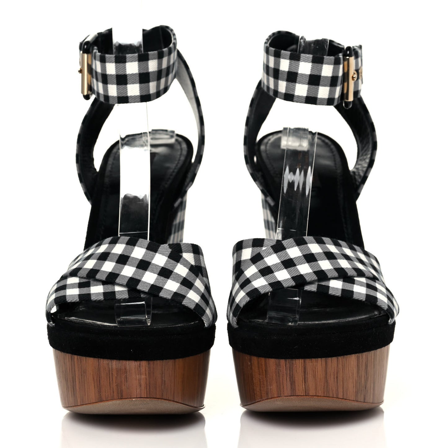 Gingham Platform Sandal 40 Blue White