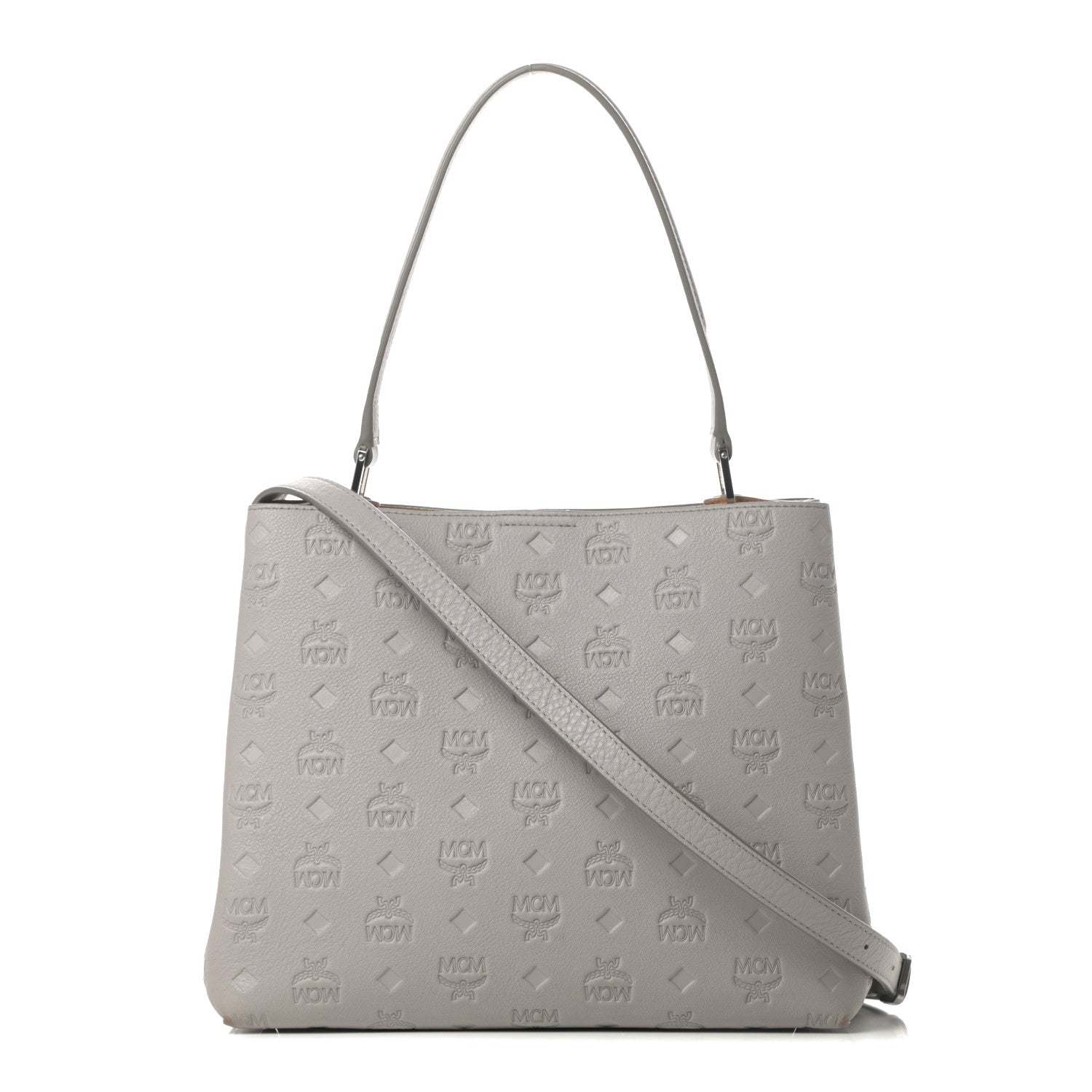 MCM Calfskin Ottomar Monogram Sarah Convertible Hobo Dove 1 of 15