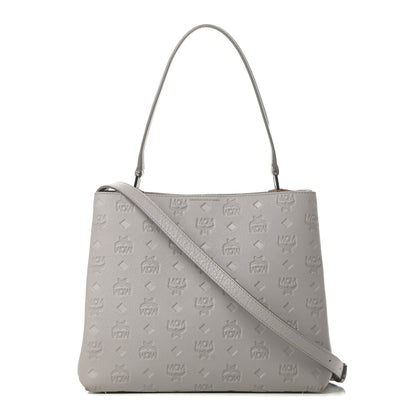 MCM Calfskin Ottomar Monogram Sarah Convertible Hobo Dove 1 of 15