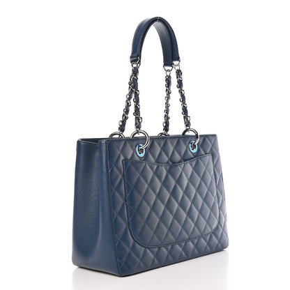 Chanel Caviar Quilted Grand Shopping Tote GST Dark Blue 3 of 13