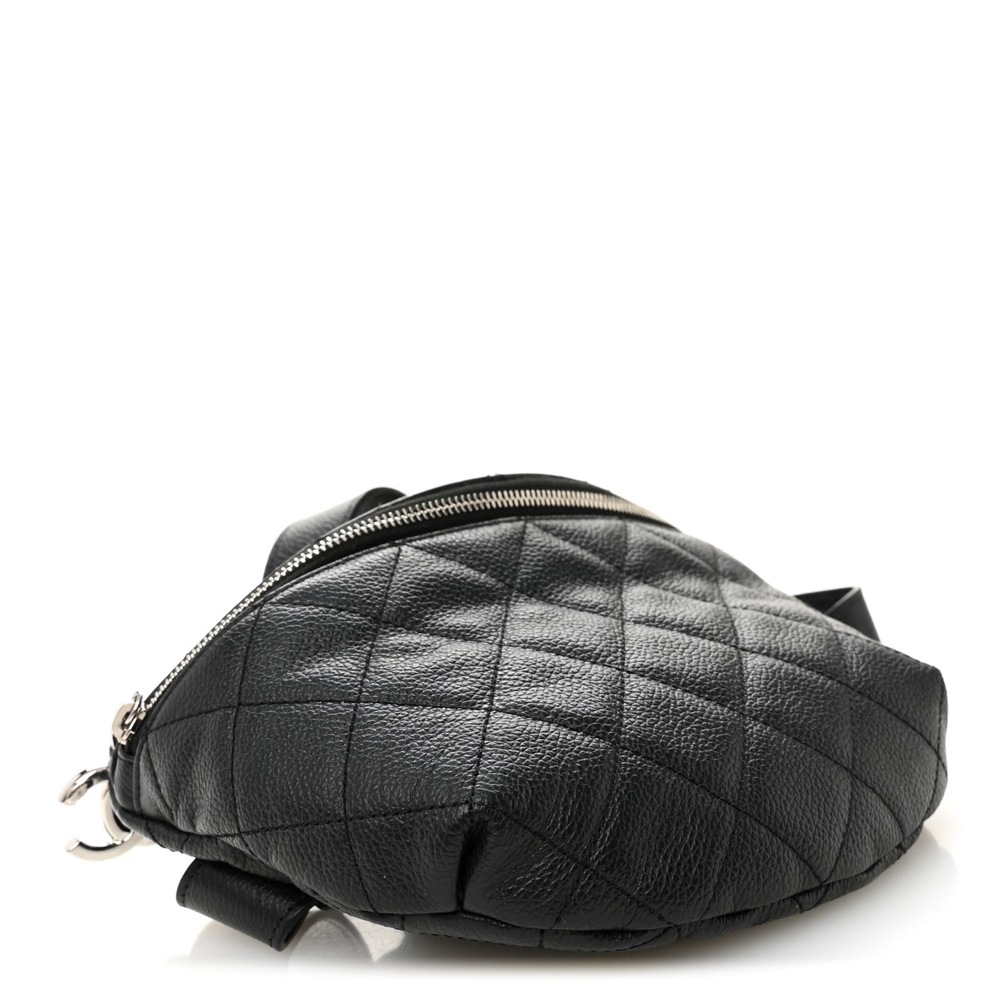 Grained Calfskin Quilted Waist Belt Bag Black