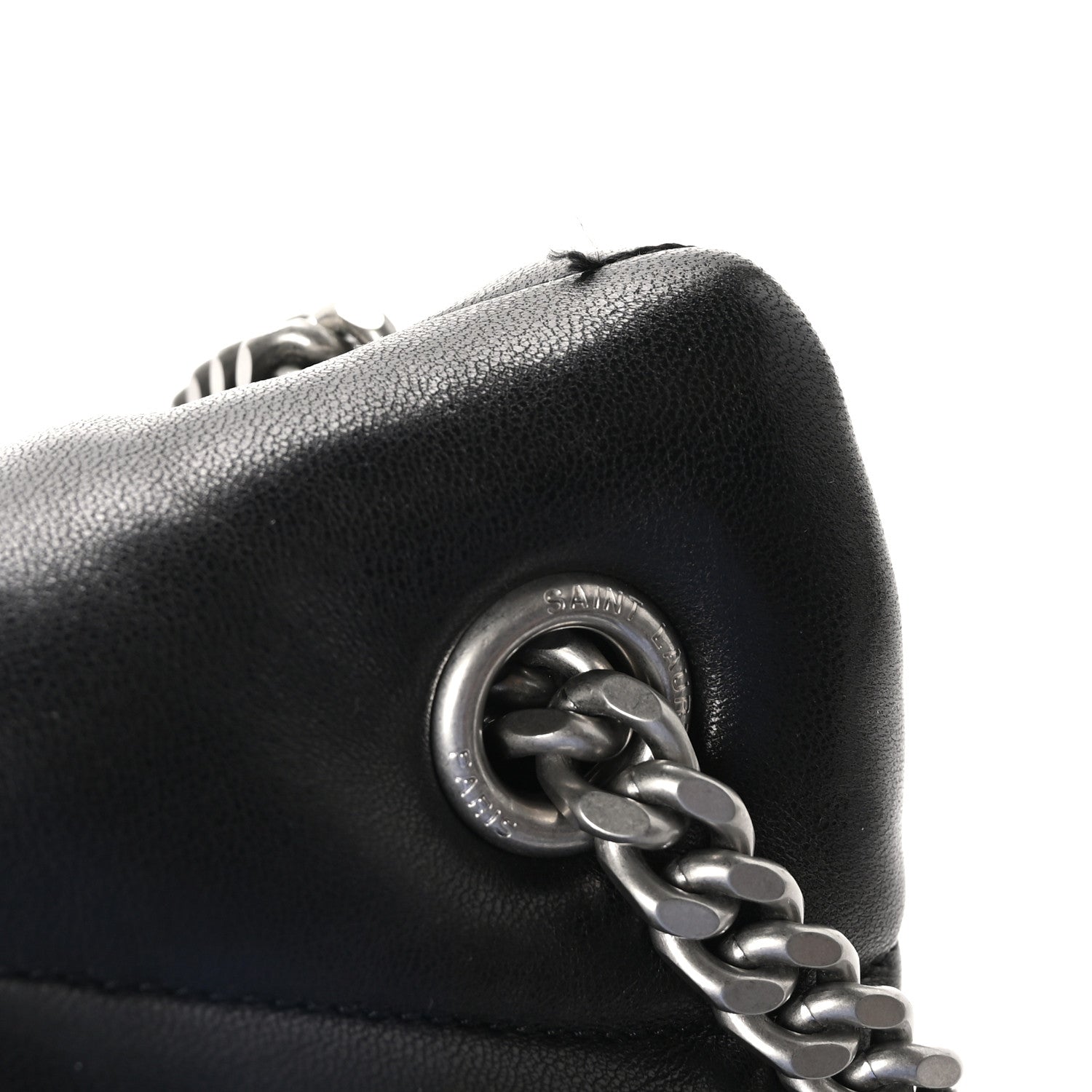 Saint Laurent Lambskin Quilted Medium Loulou Puffer Monogram Chain Satchel Black 11 of 11