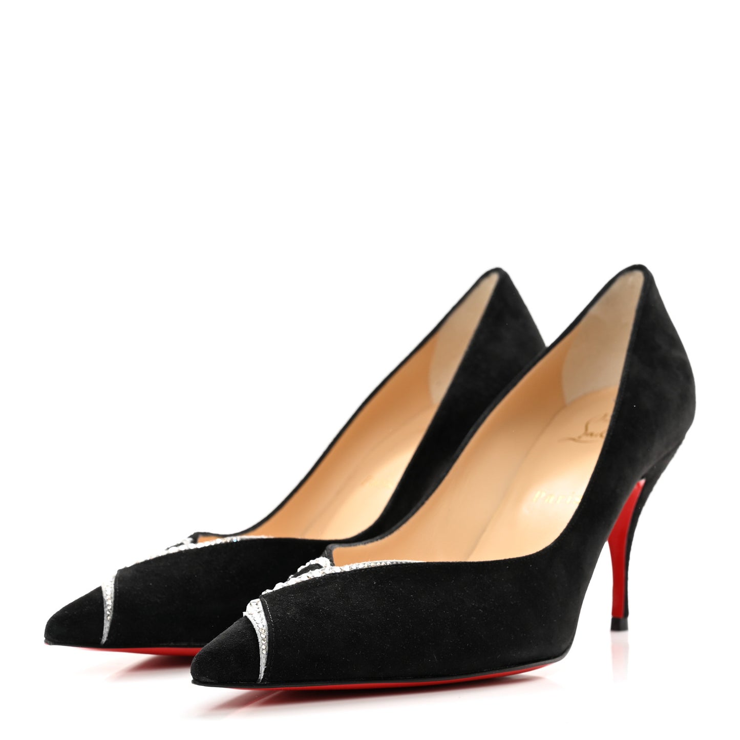 Suede Strass CL Pumps 38 Black Silver