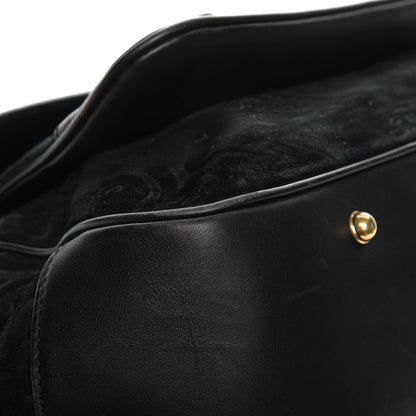 Gucci Nubuck Brocade Medium Lady Stirrup Top Handle Black 12 of 17