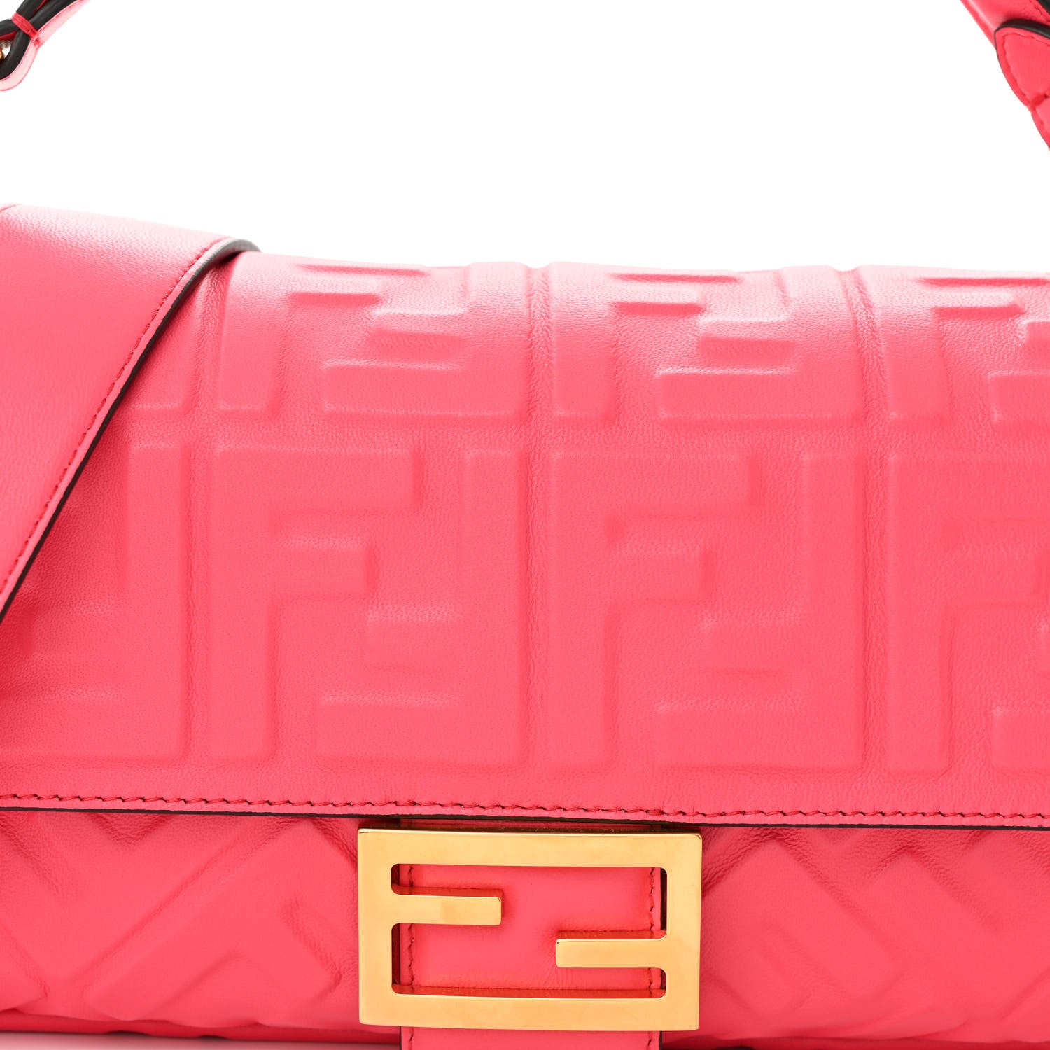 Fendi Nappa FF 1974 Embossed Baguette Lampone 8 of 10
