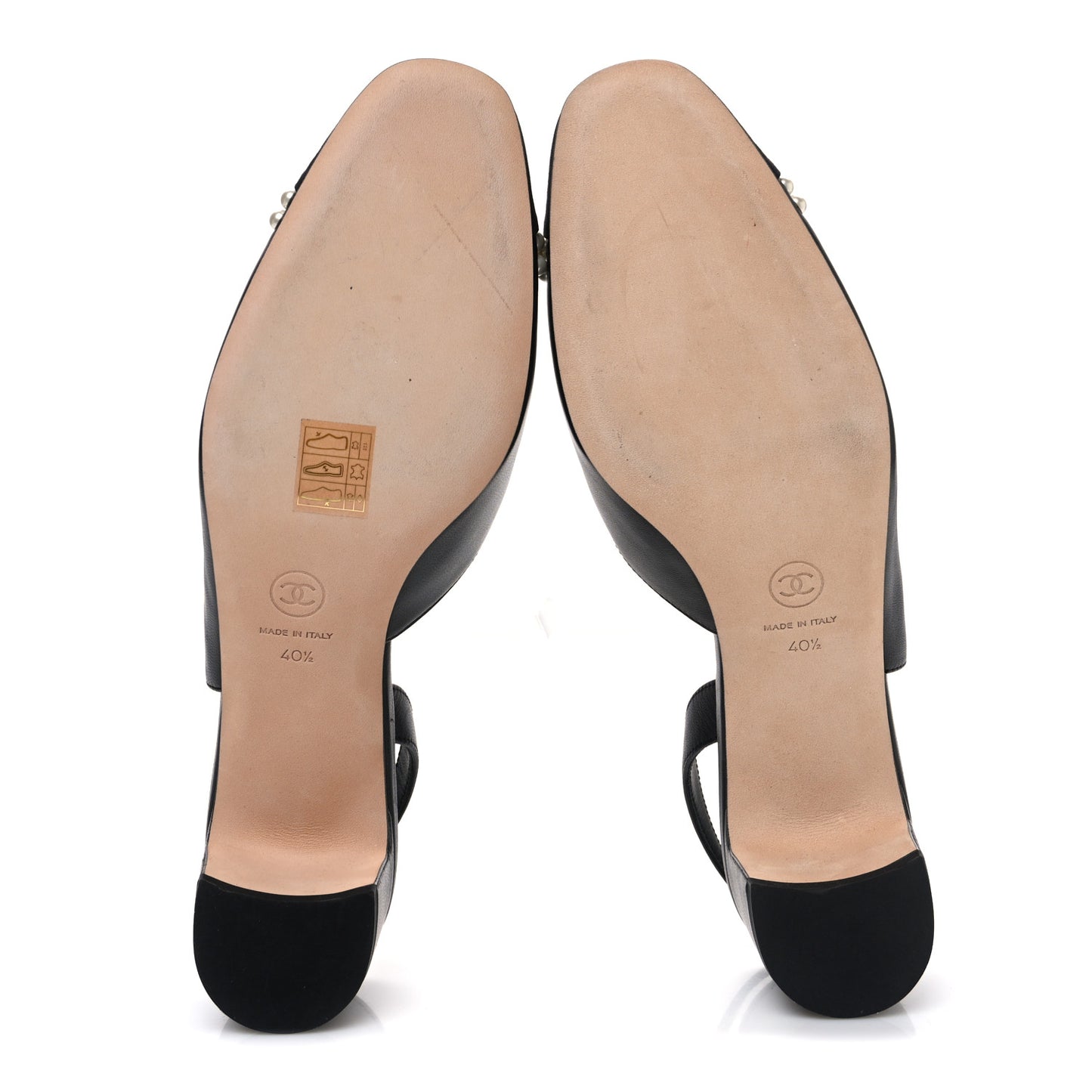 Lambskin Grosgrain Pearl Cap Toe CC Slingback Pumps 40.5 Black