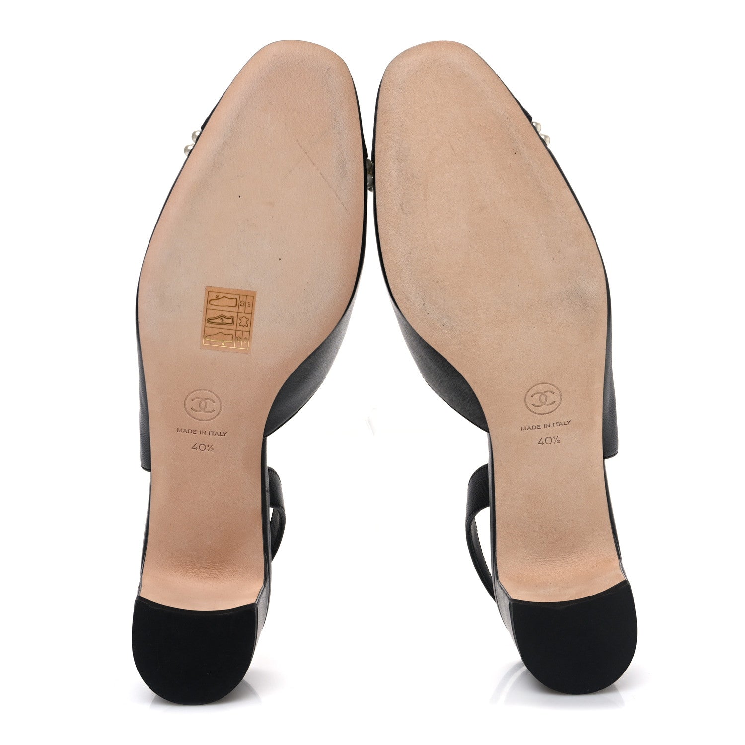 Chanel Lambskin Grosgrain Pearl Cap Toe CC Slingback Pumps 40.5 Black 7 of 12