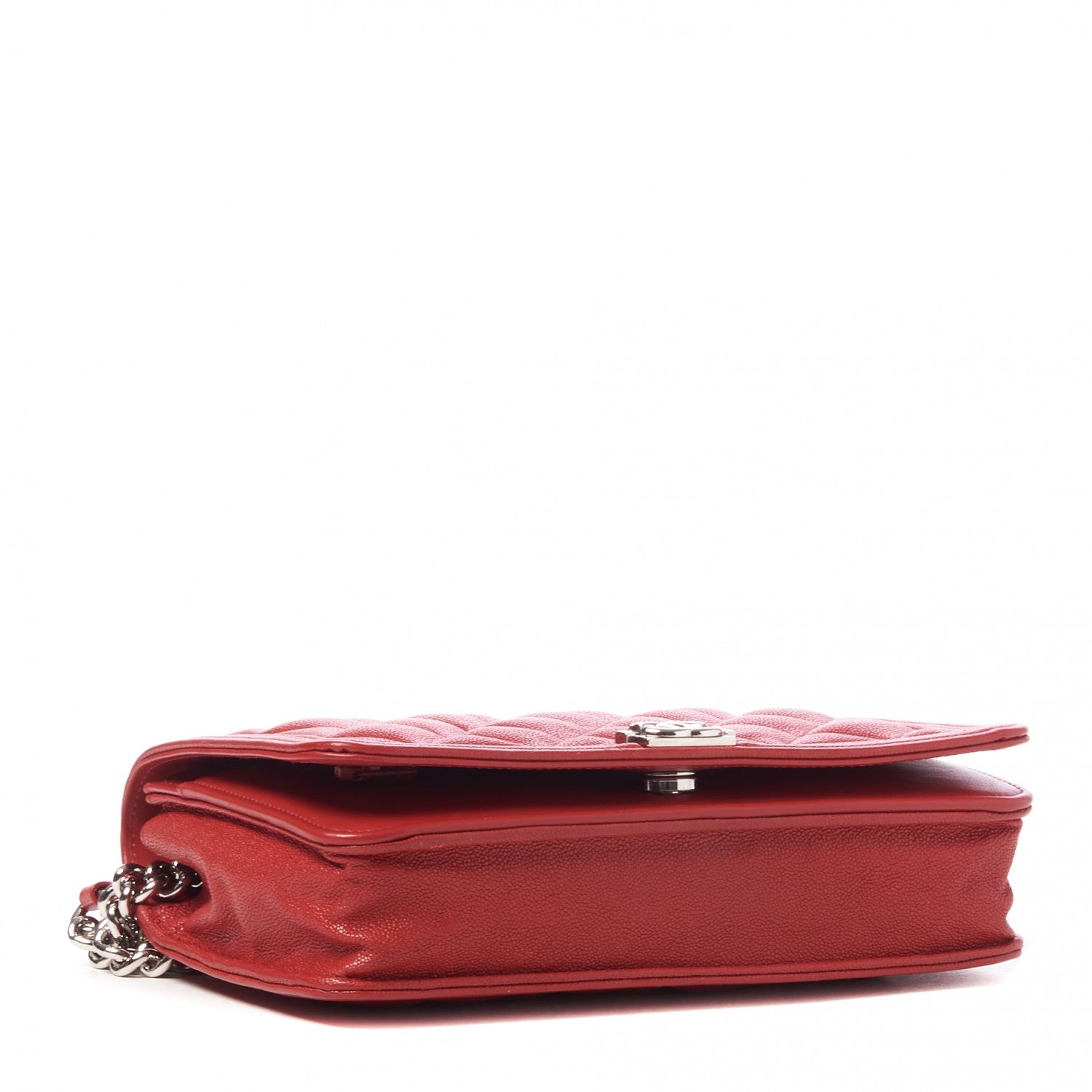 Chanel Caviar Quilted Boy Wallet On Chain WOC Red 3 of 10