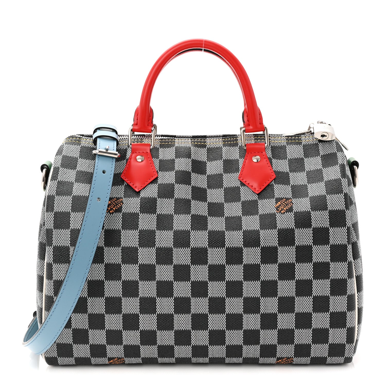 Louis Vuitton Damier Speedy Bandouliere 30 Black White 1 of 10