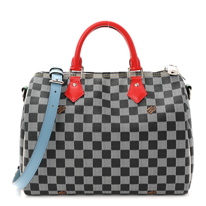 Louis Vuitton Damier Speedy Bandouliere 30 Black White 1 of 10