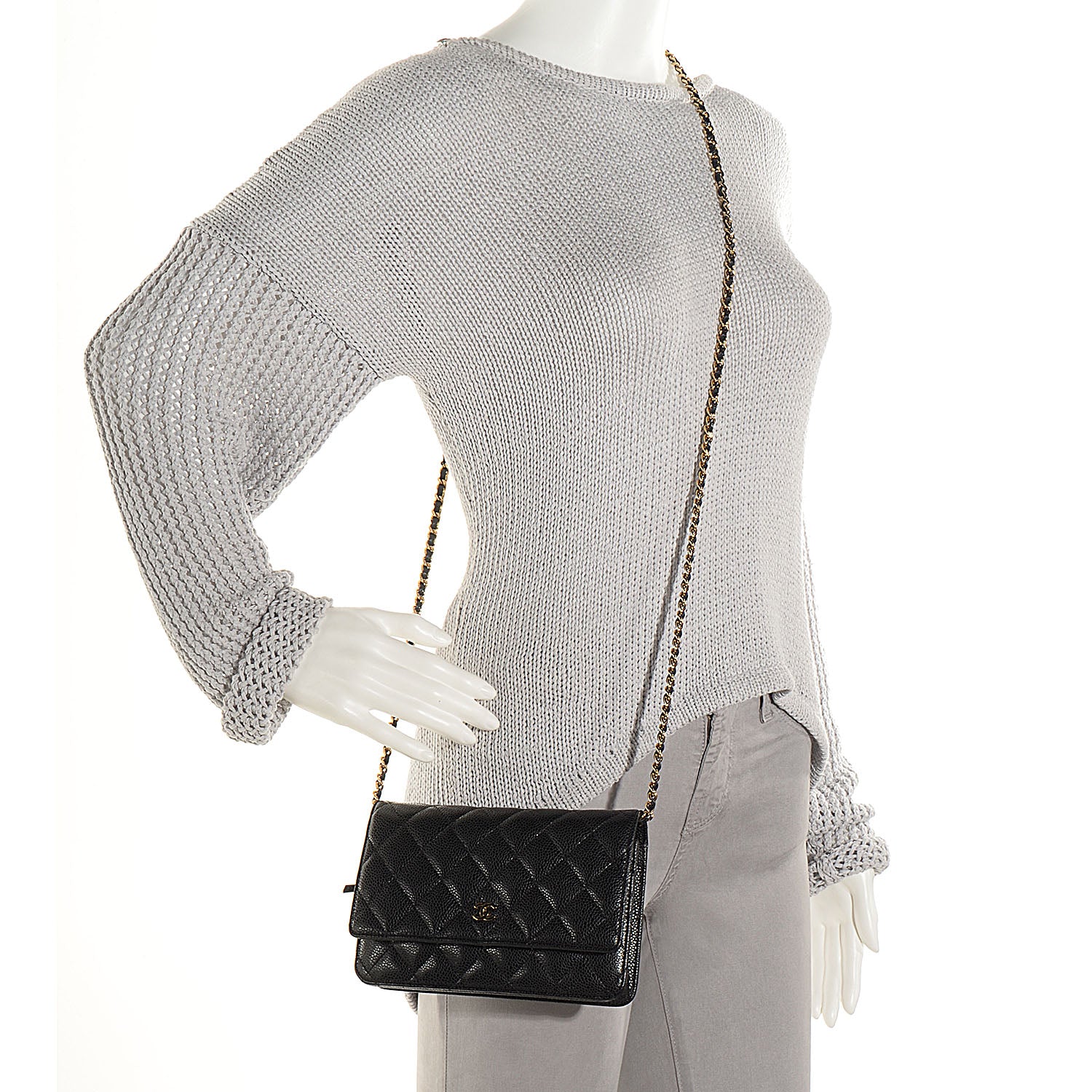 Chanel Caviar Quilted Wallet On Chain WOC Black 2 of 8