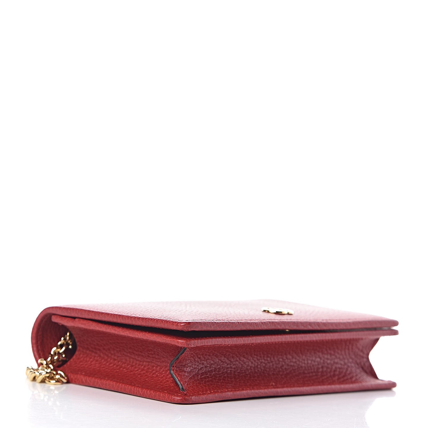 Dollar Calfskin Mini GG Marmont Chain Wallet Hibiscus Red