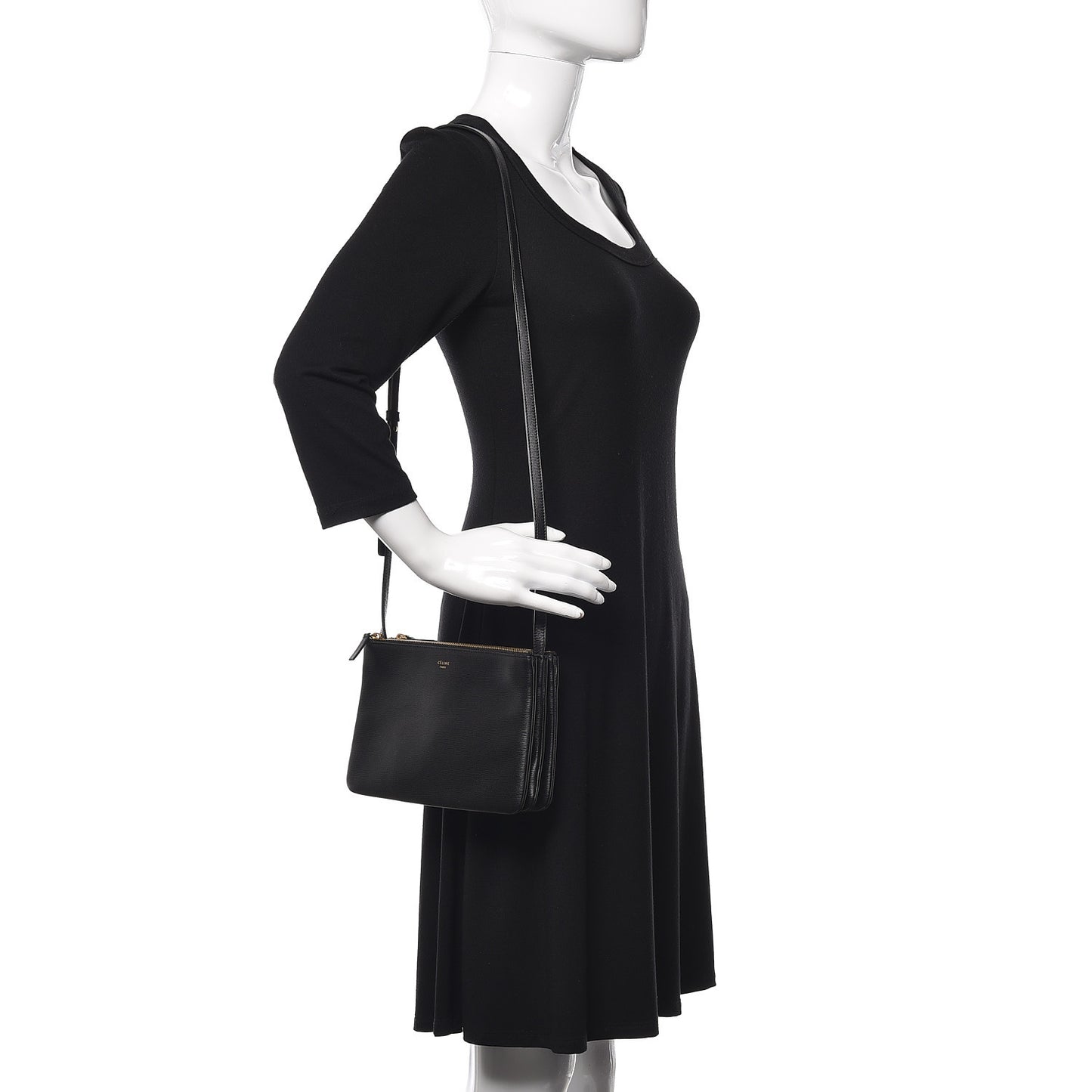 Liege Calfskin Small Trio Crossbody Bag Black