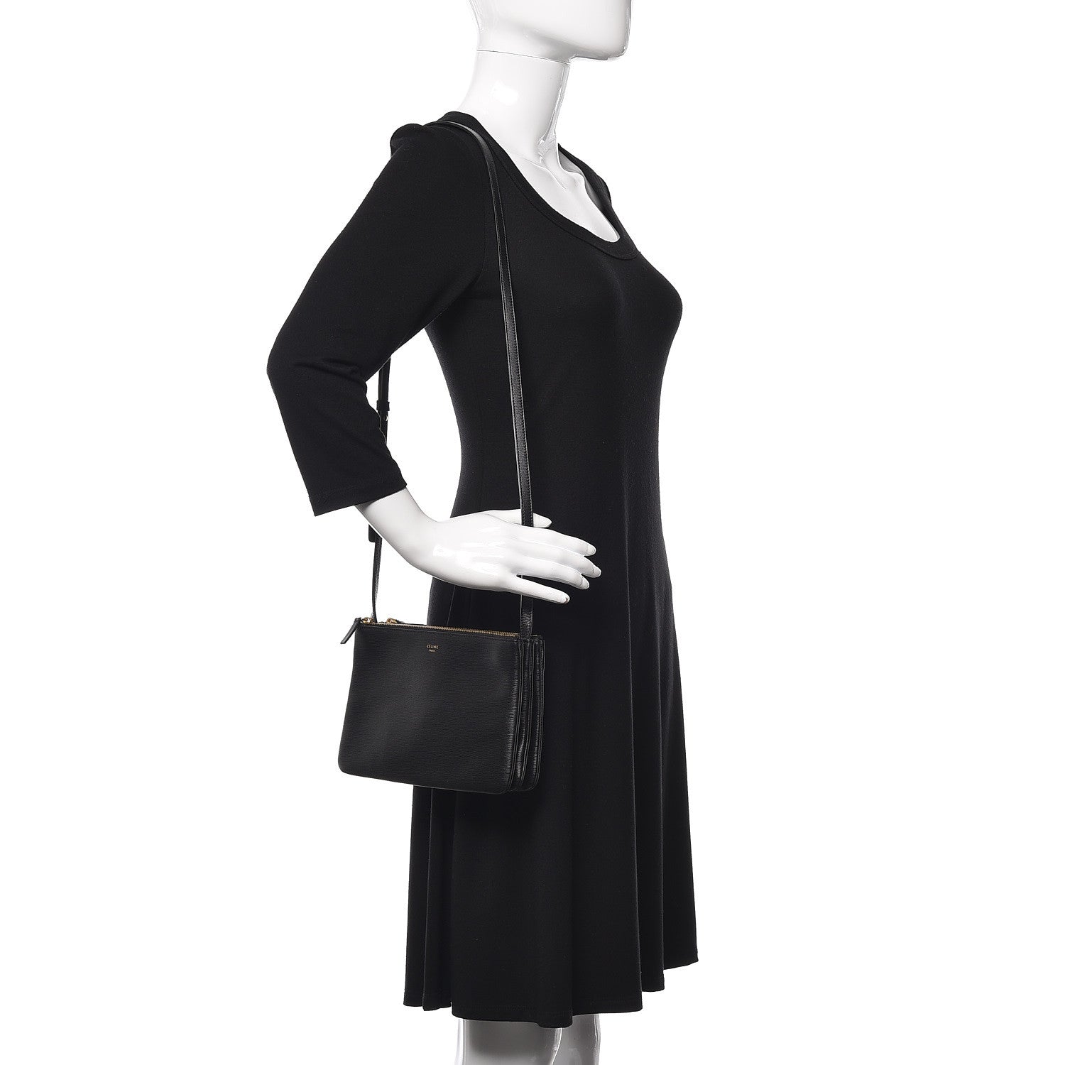 Celine Liege Calfskin Small Trio Crossbody Bag Black 2 of 12