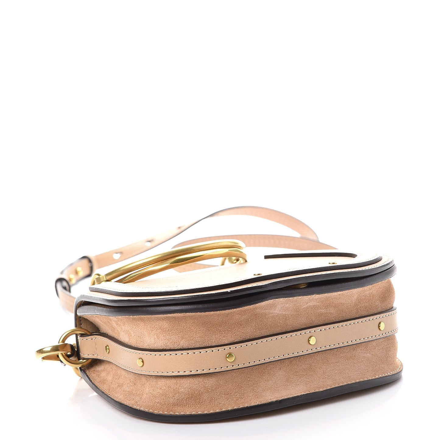 Calfskin Suede Small Nile Bracelet Bag Biscotti Beige