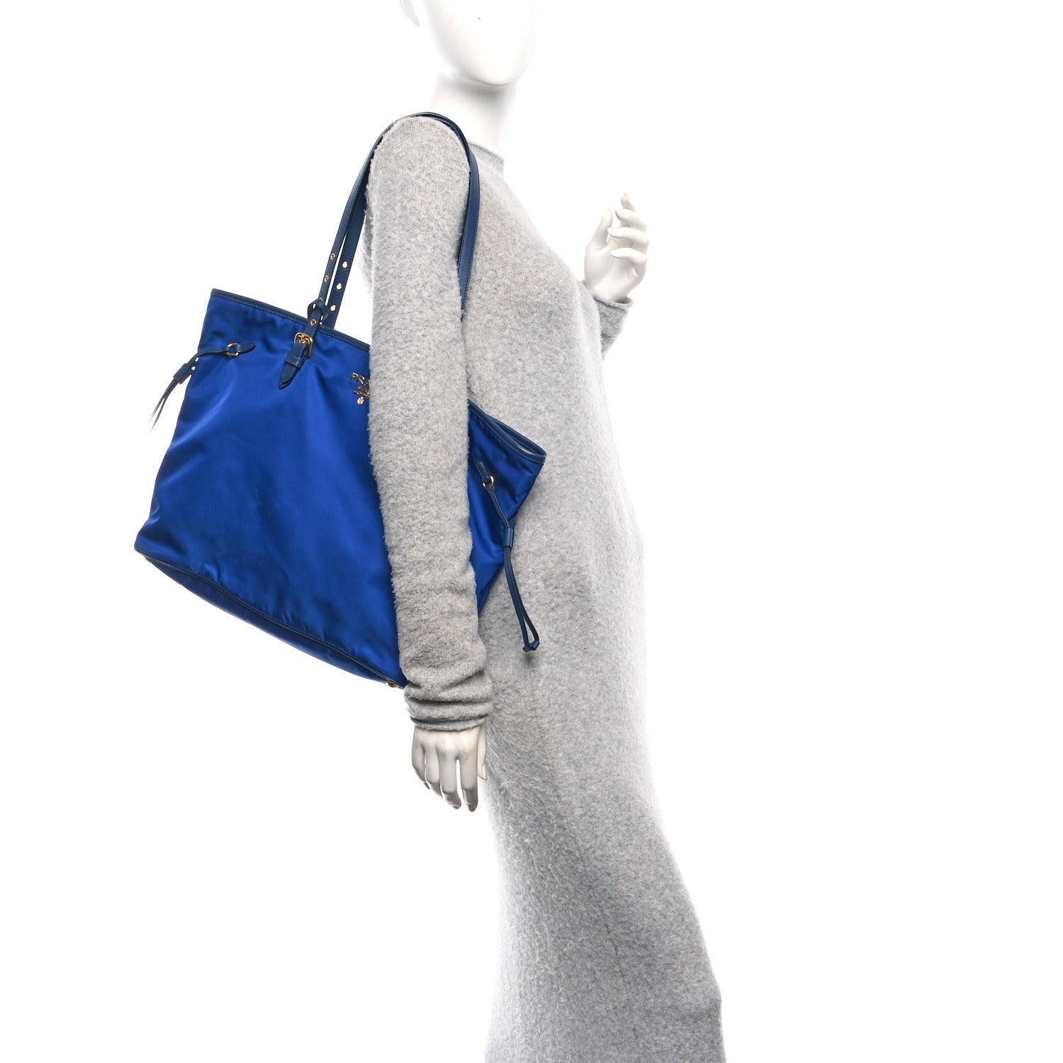 Prada Tessuto Nylon Saffiano Tote Baltico 2 of 9