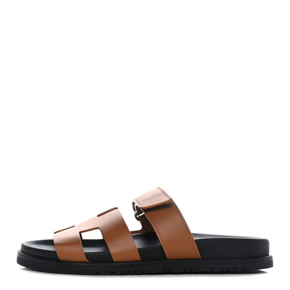 Hermes Calfskin Womens Chypre Sandals 37 Naturel 1 of 10