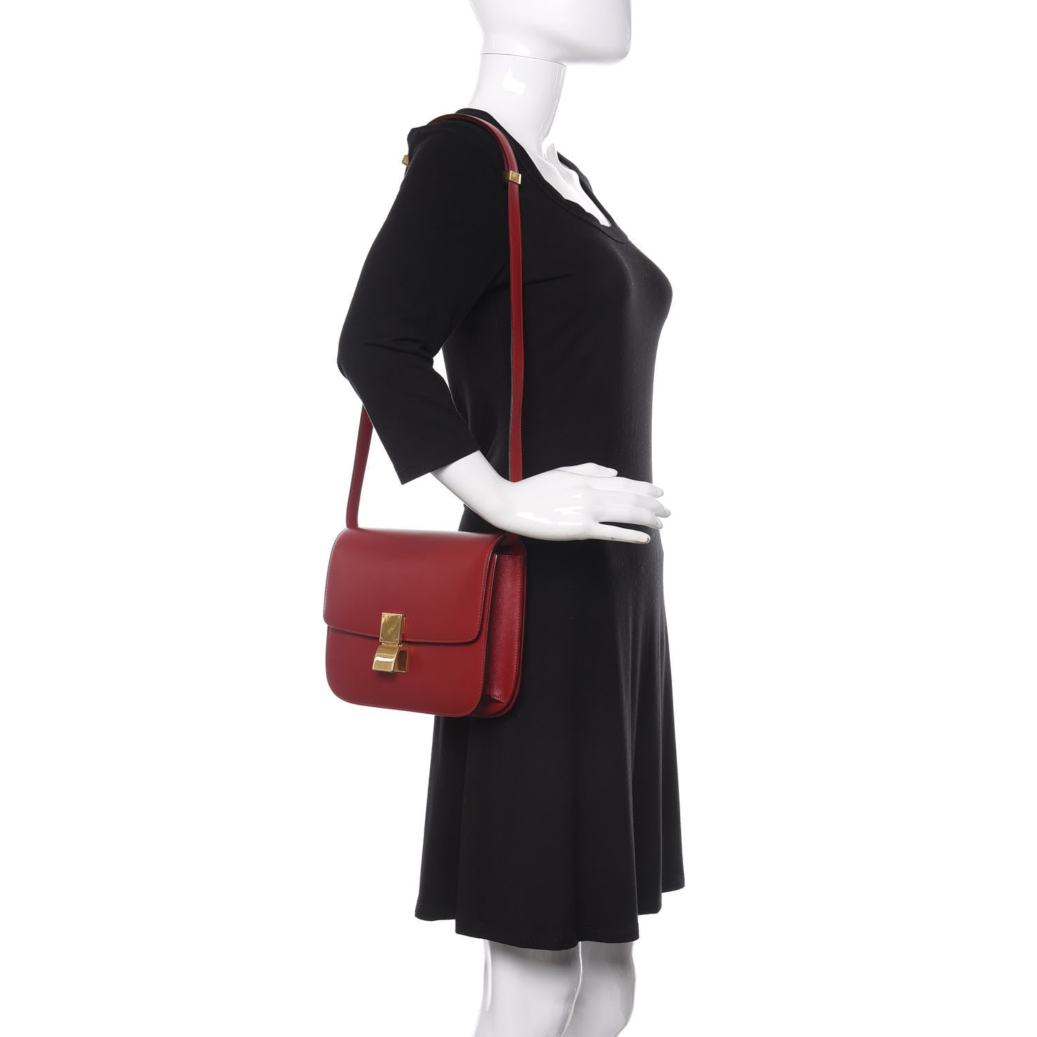 Celine Box Calfskin Medium Classic Box Flap Bag Red 2 of 9