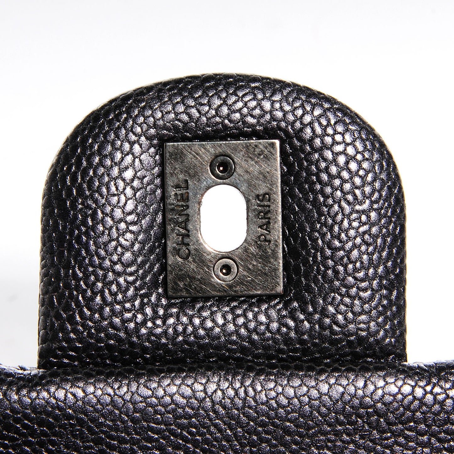 Iridescent Quilted Chic Caviar Small Flap Dark Silver