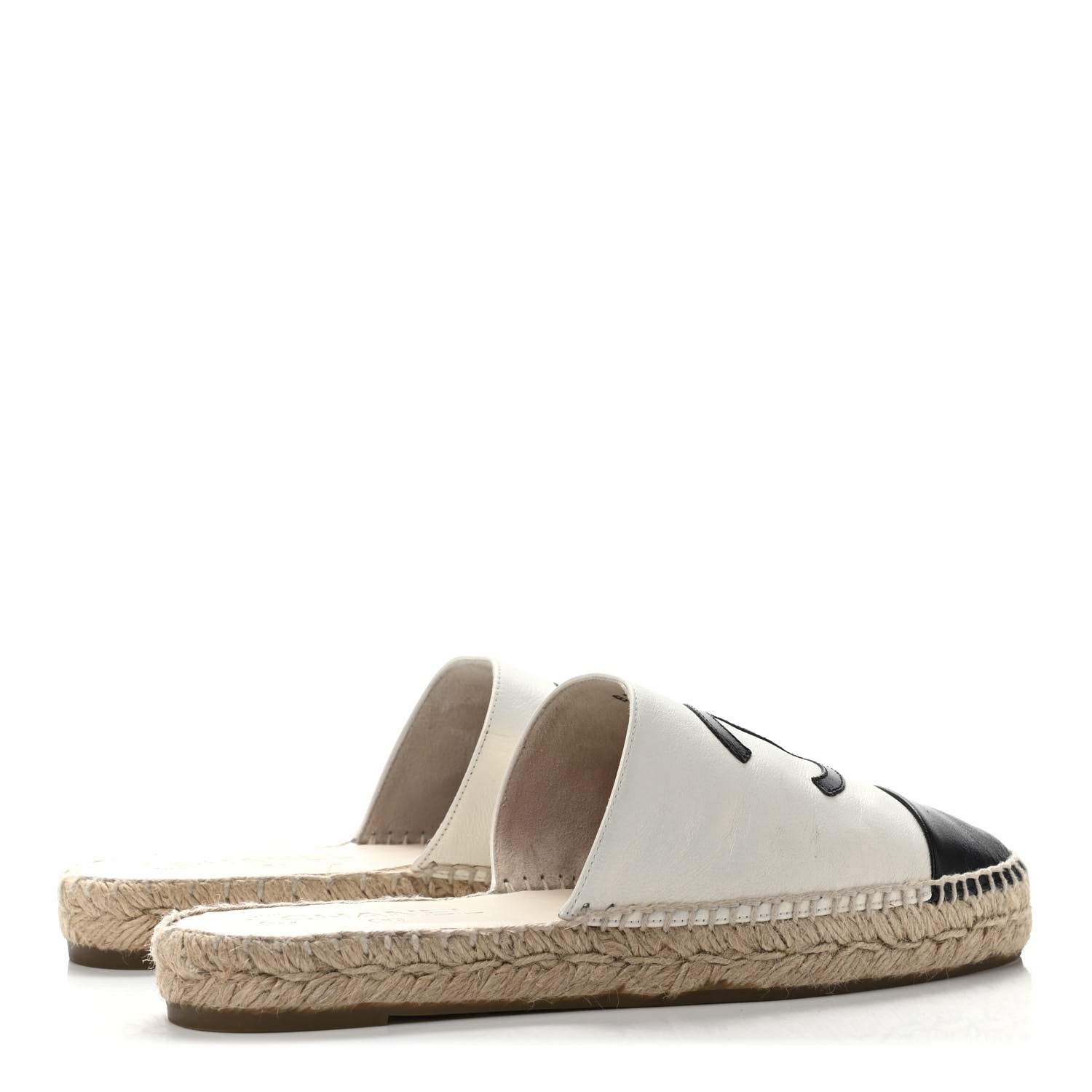 Chanel Iridescent Goatskin CC Espadrille Mules 39 Ivory Black 3 of 4