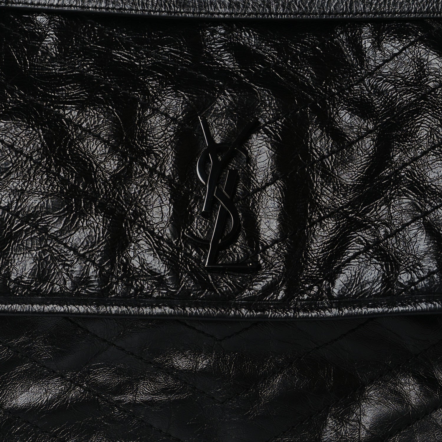 Saint Laurent Crinkled Calfskin Matelasse Monogram Medium Niki Chain Satchel Black 7 of 9