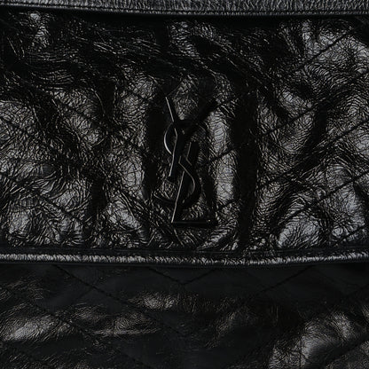Saint Laurent Crinkled Calfskin Matelasse Monogram Medium Niki Chain Satchel Black 7 of 9