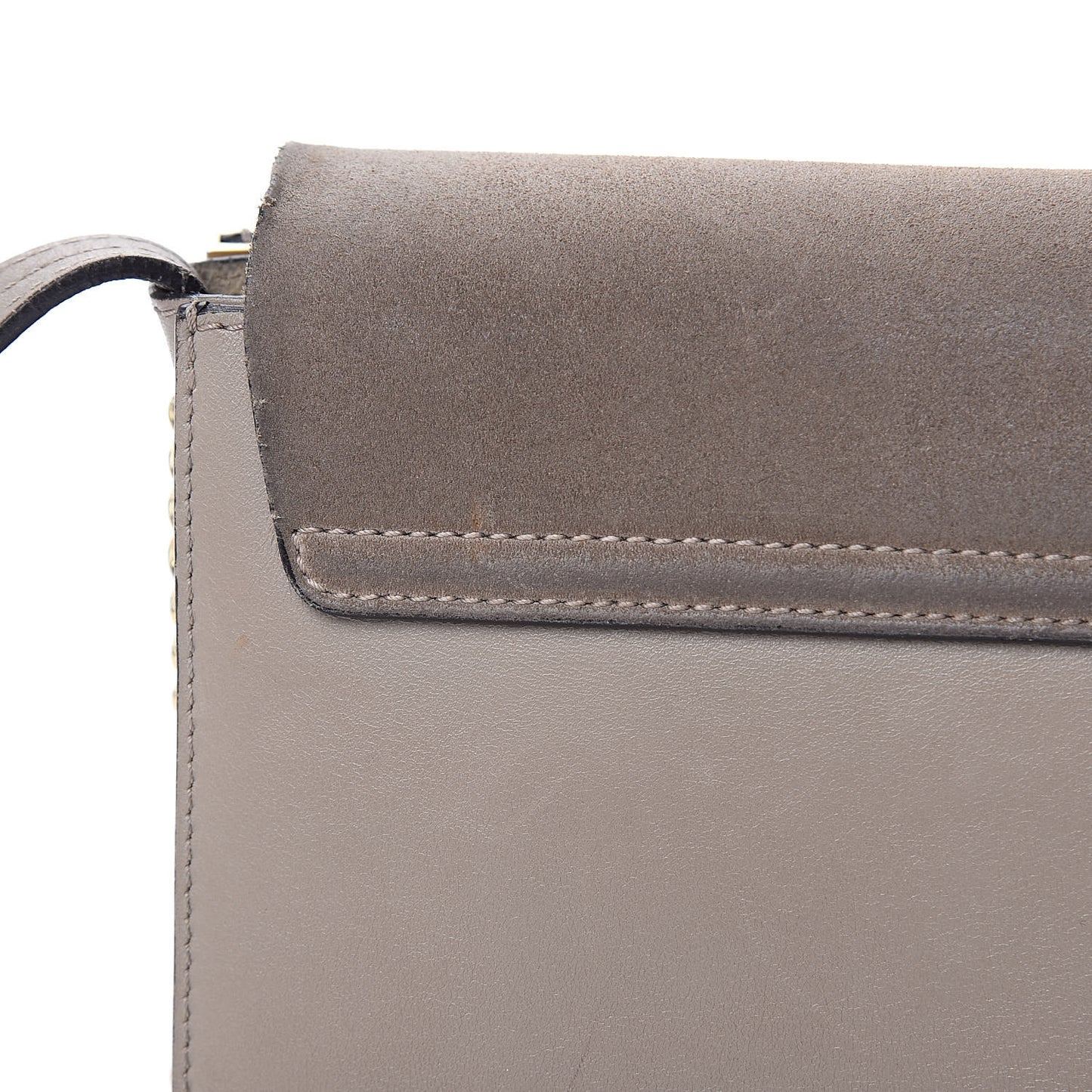 Suede Calfskin Small Faye Shoulder Bag Motty Grey