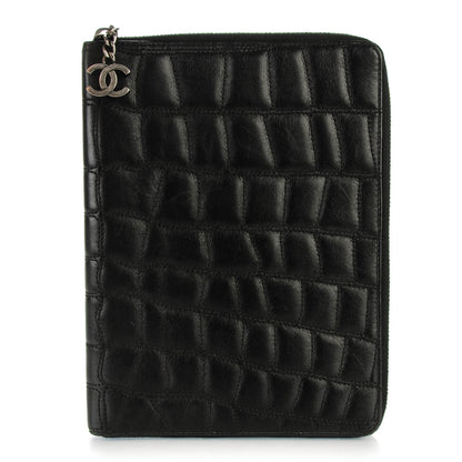 Chanel Calfskin Coco's Croc Zip Around Notebook Cover Black 1 of 8