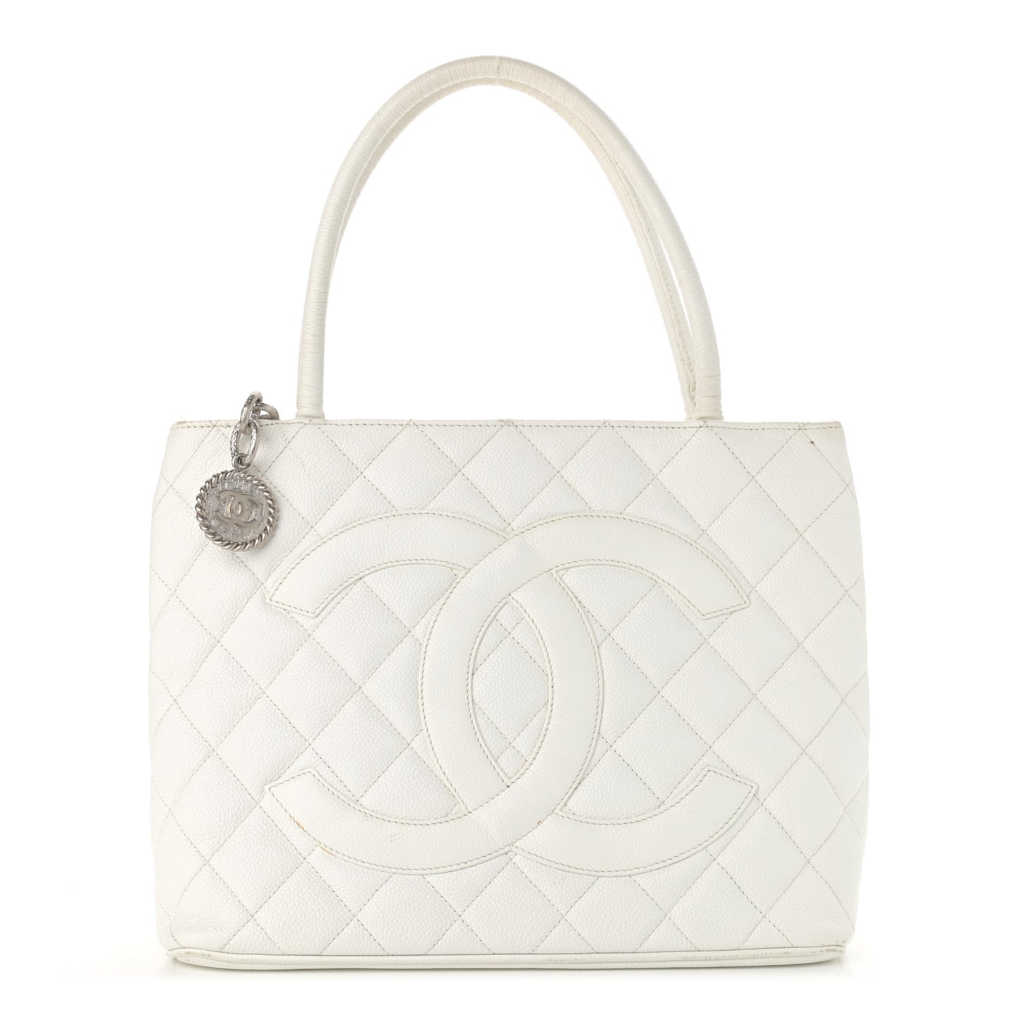 Caviar Quilted Medallion Tote White