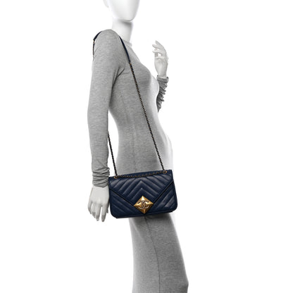 Chanel Lambskin Chevron Quilted Small Pyramid CC Flap Navy 2 of 10
