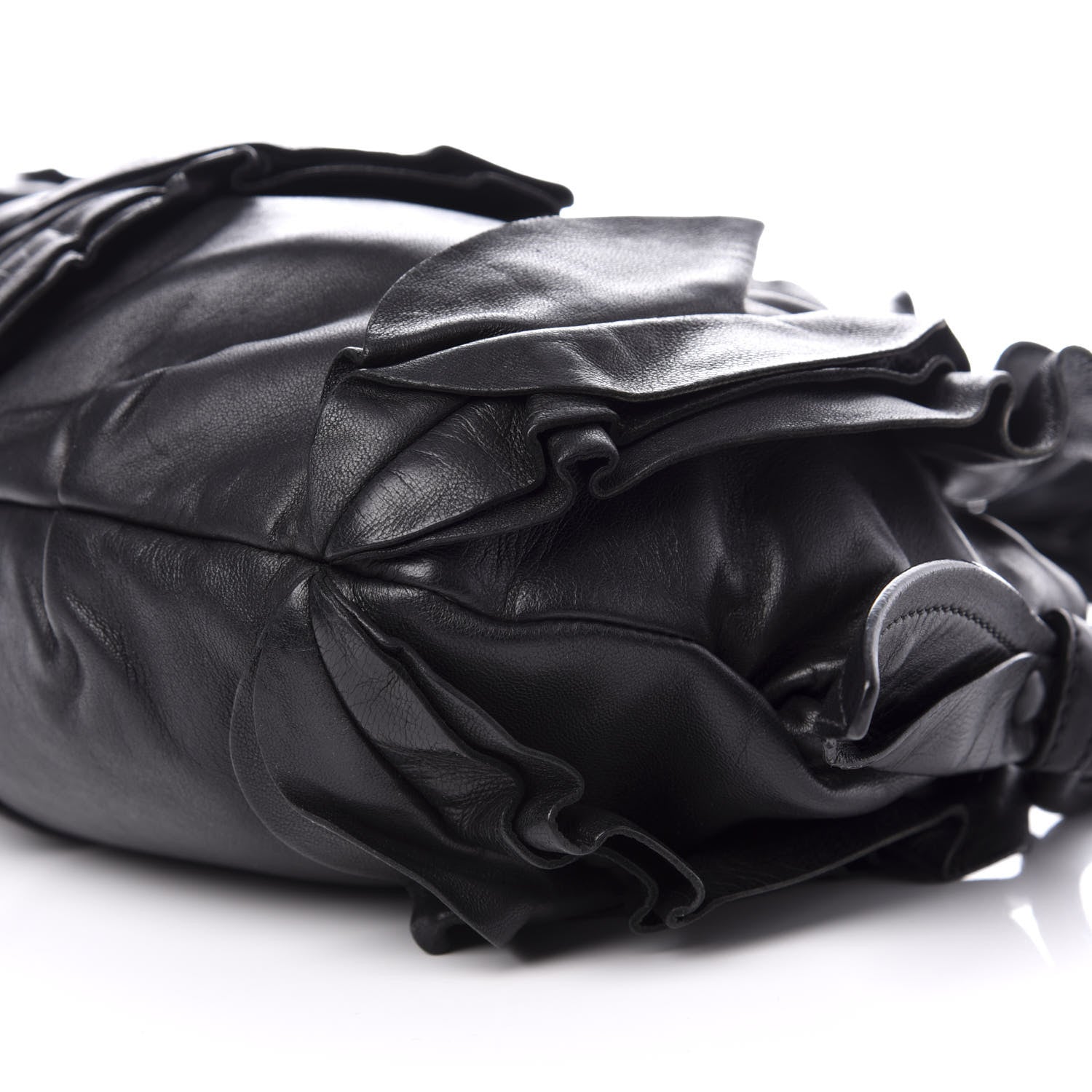 Prada Nappa Mordore Ruffle Shoulder Bag Black 8 of 9