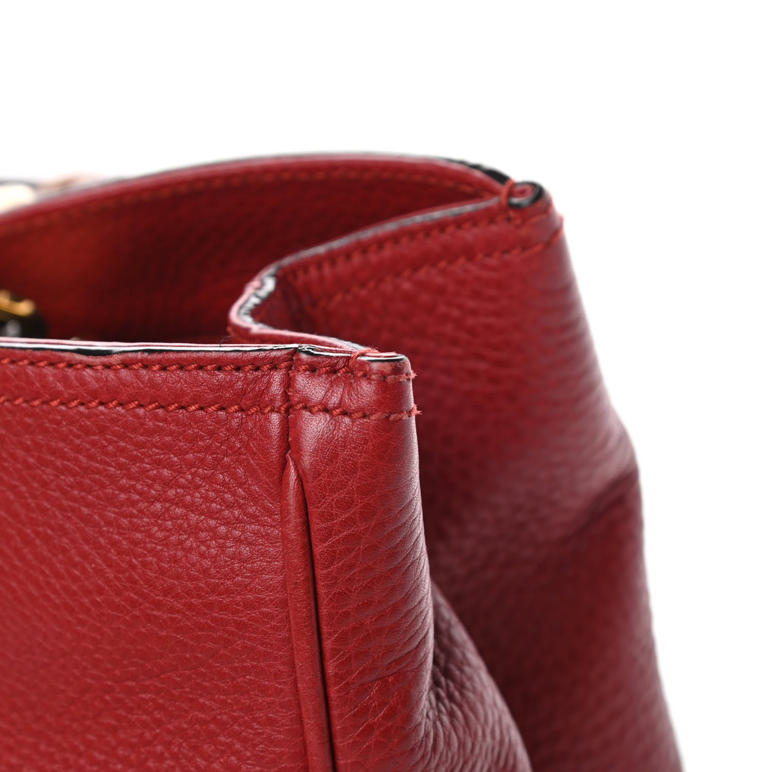 Gucci Pebbled Calfskin Medium Bamboo Shopper Tote Red 13 of 15