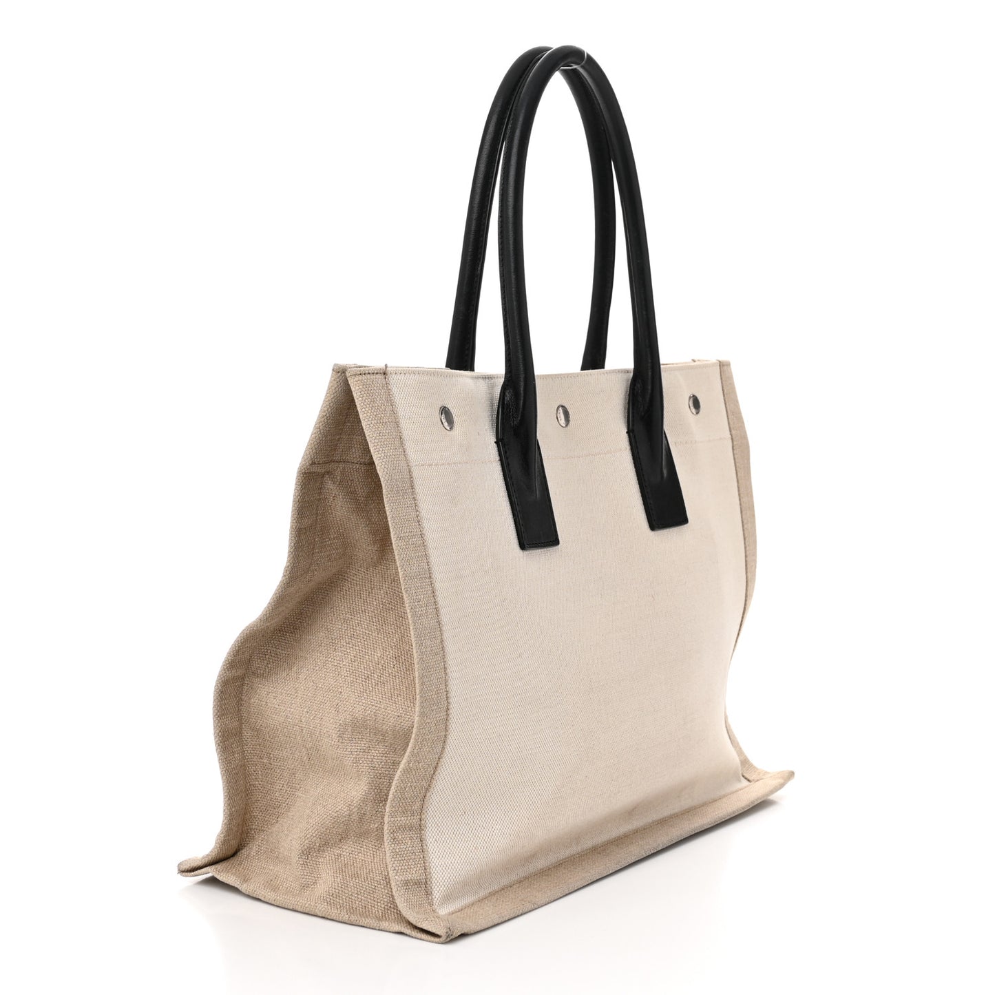 Linen Calfskin Small Rive Gauche Tote Greggio Natural