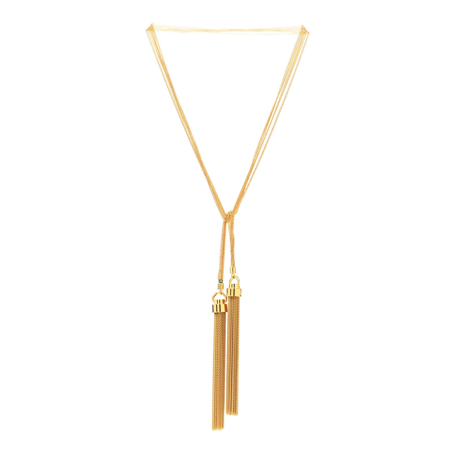 Brass Double Tassel Necklace Gold