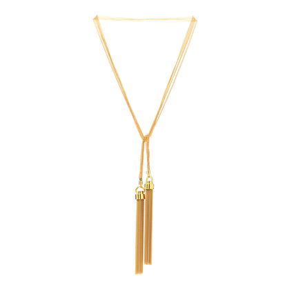 Saint Laurent Brass Double Tassel Necklace Gold 3 of 5